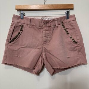 J. Crew Pink Clay Boyfriend Chino Shorts with Studded Details